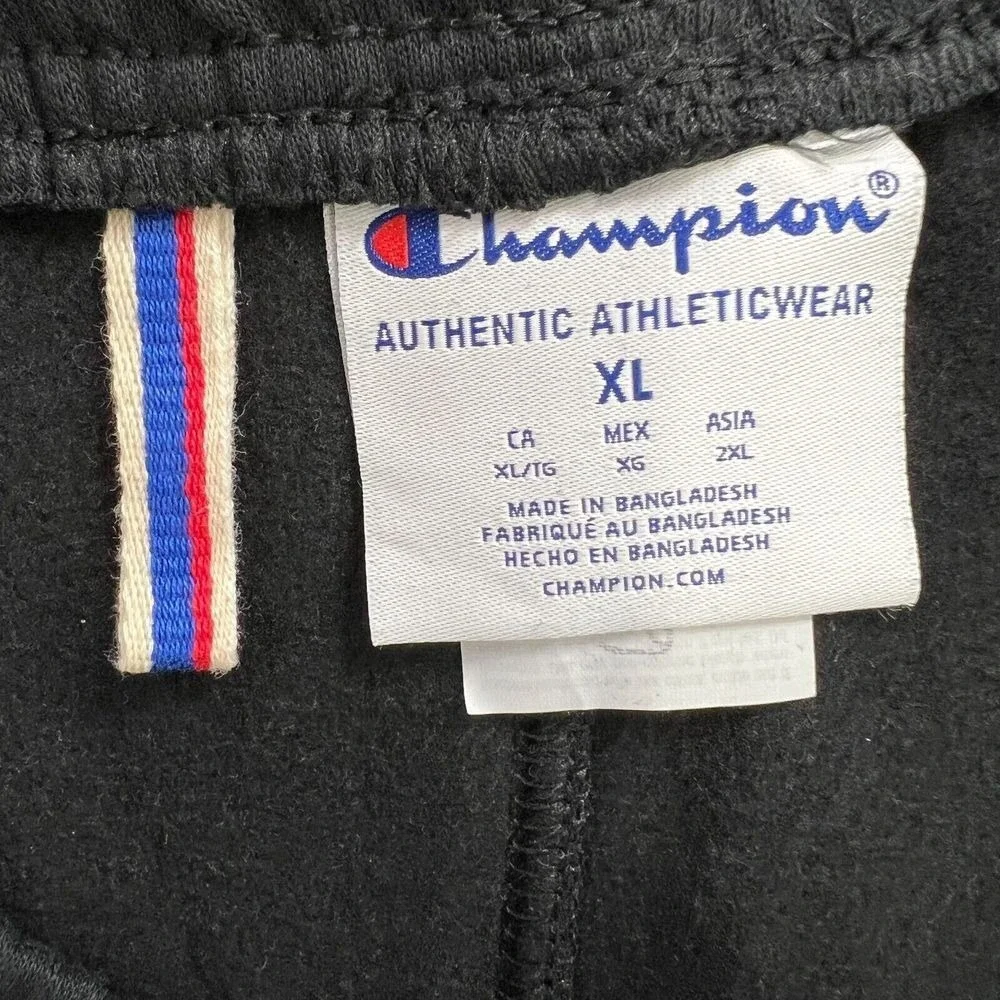 Champion Authentic Athletic Wear Jogger Pants Men XL Black Drawstring Cotton Gym